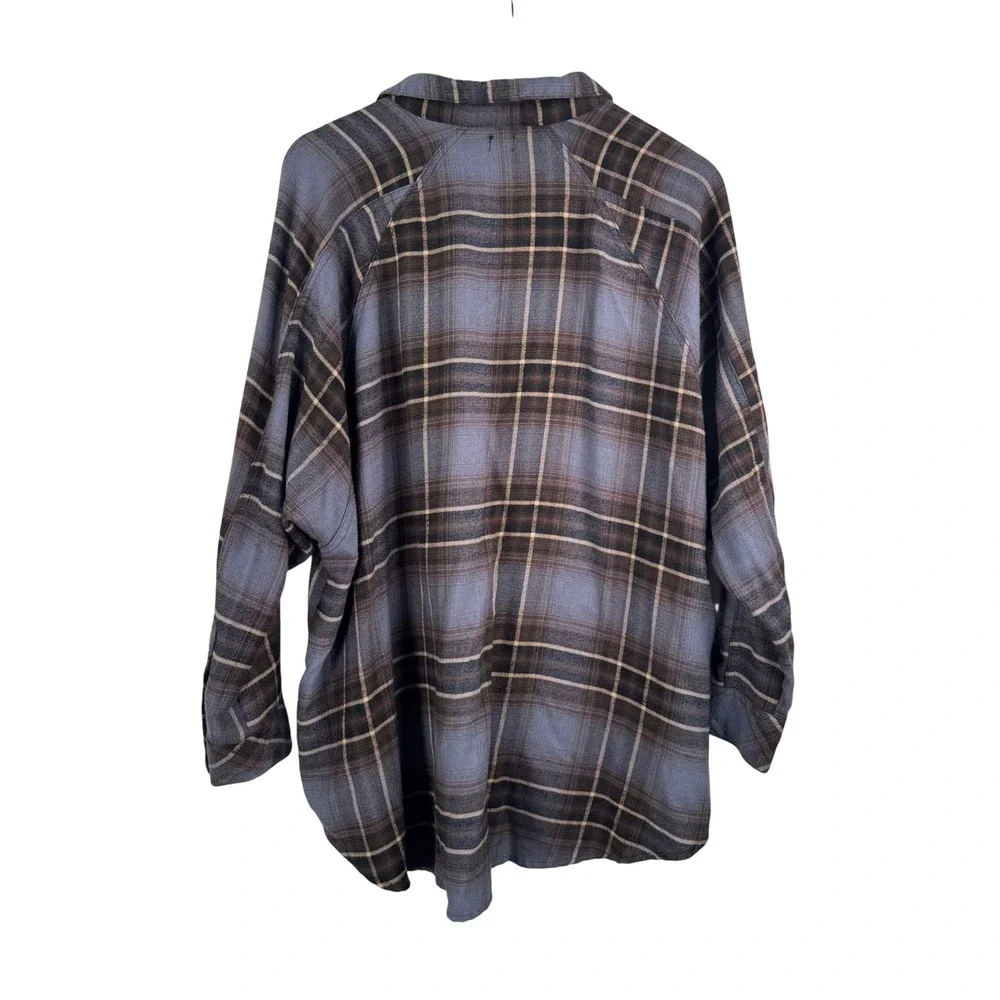 BDG Plaid Button Down Shirt sz S Blue Brown Oversized High‎ Low Flannel 90s